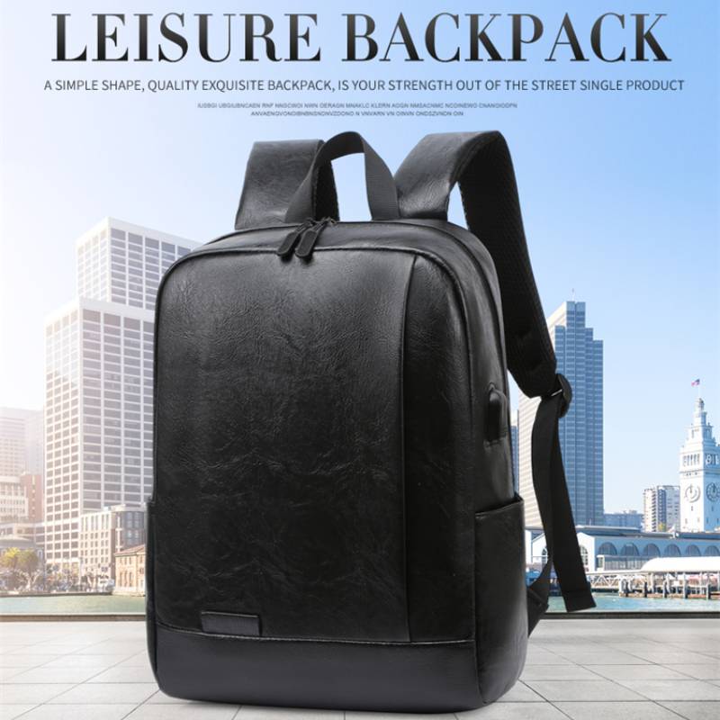 Leather Work Laptop Bag - Men Fashionable Backpack PU Leather Satchel