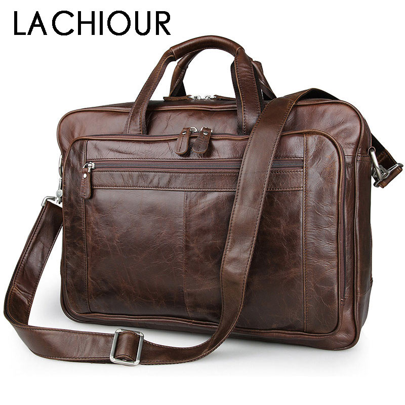 Leather Work Bag Men - LACHIOUR Nam Da Thật Dáng Vintage