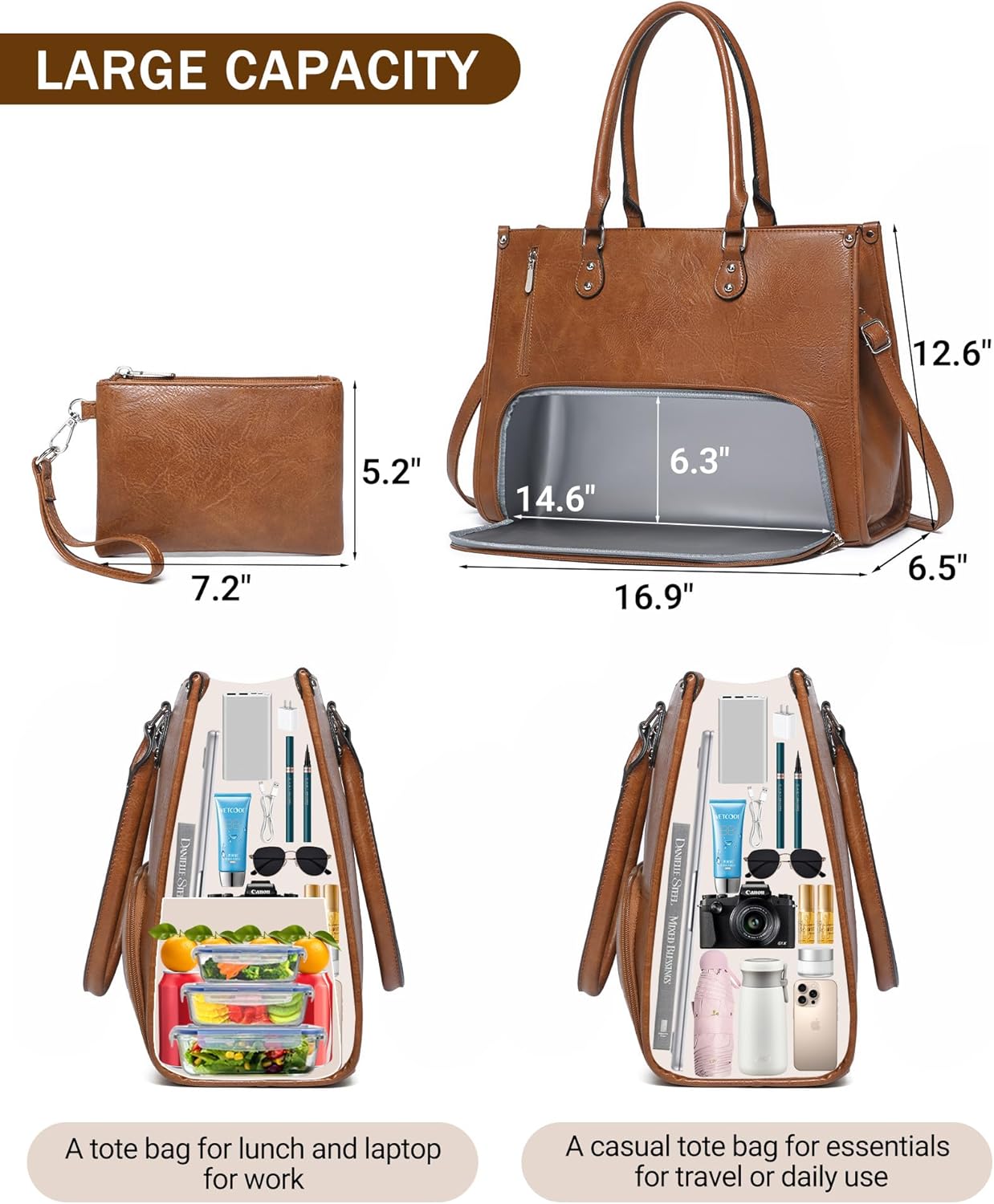 2 in 1 Laptop Tote Bag with In - đánh giá và giá Leather Work Laptop Bag