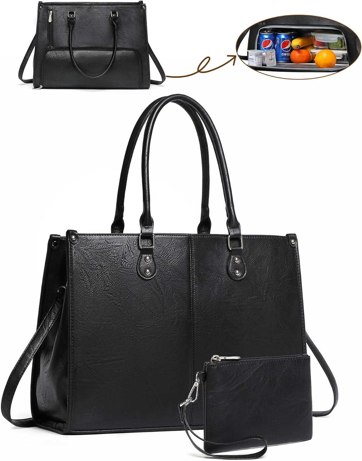 2 in 1 Laptop Tote Bag with In - đánh giá và giá Leather Work Laptop Bag