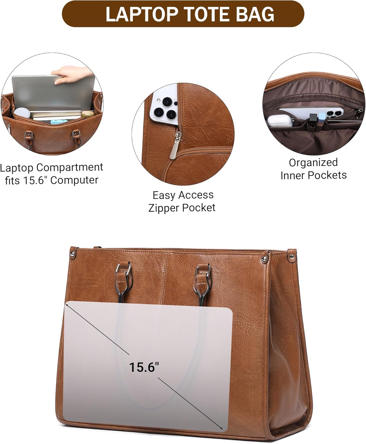 2 in 1 Laptop Tote Bag with In - đánh giá và giá Leather Work Laptop Bag