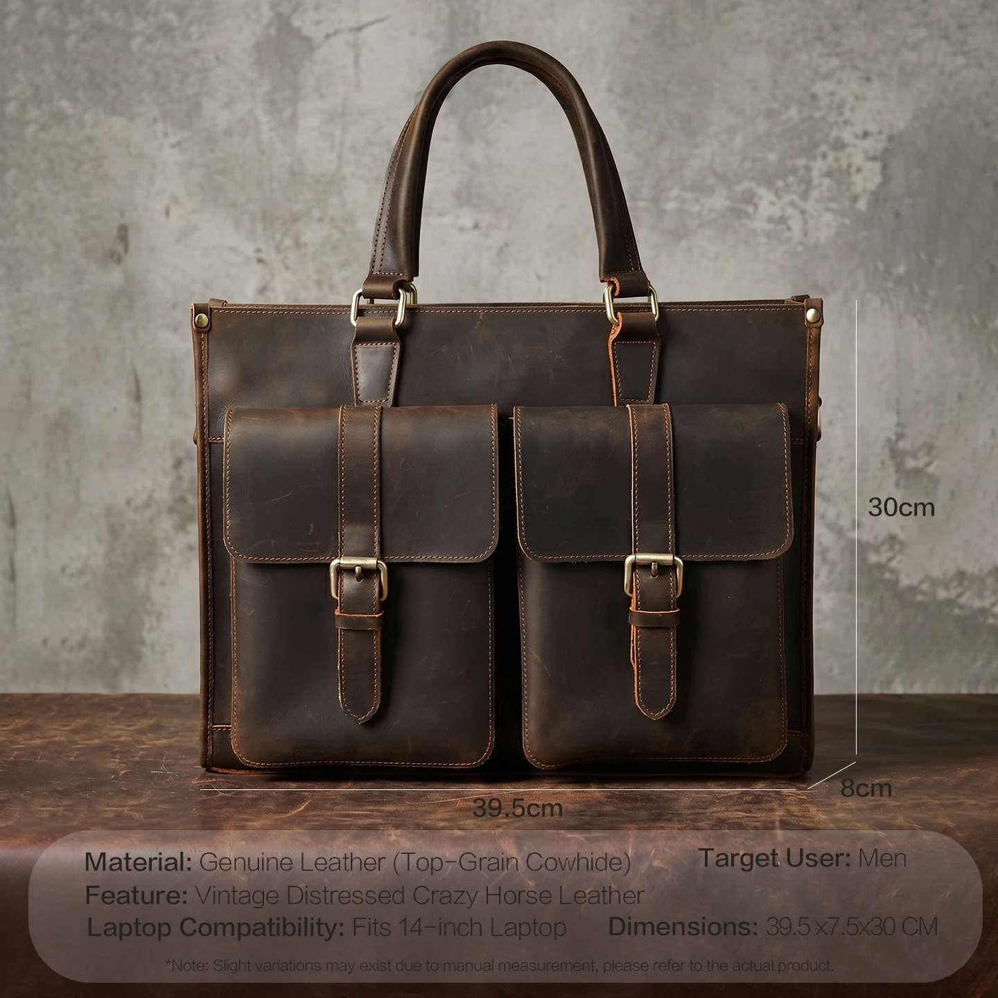 Vintage Genuine Leather Men Cr - đánh giá và giá Leather Work Laptop Bag