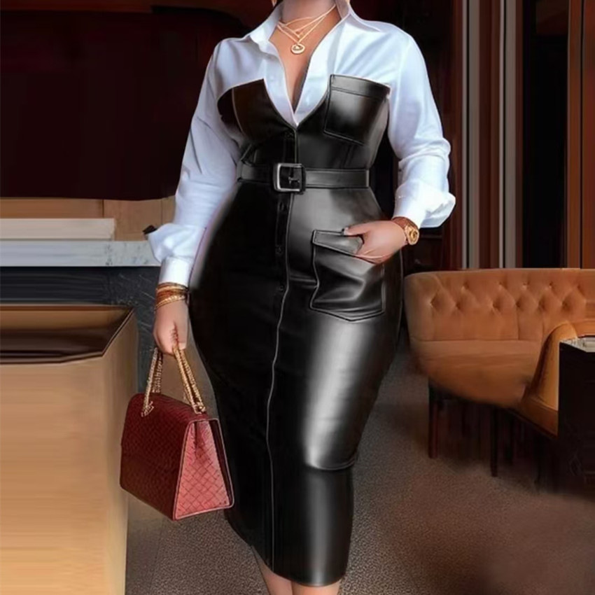 Women Dress Faux Leather Mid L - đánh giá và giá Leatherwork Midnight