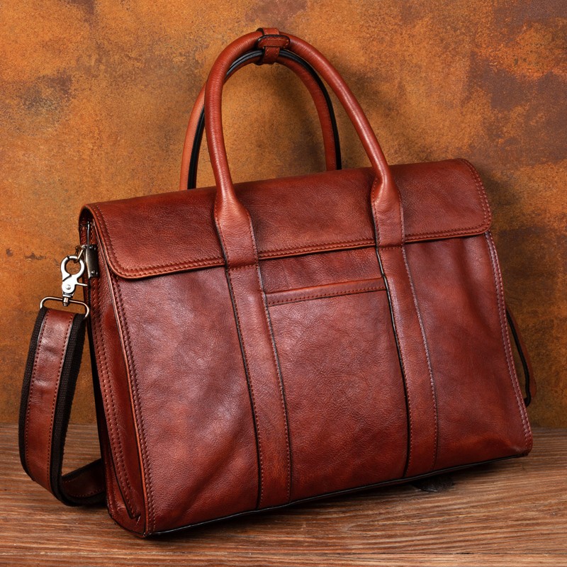 Vegetable tanned leather handb - đánh giá và giá Leather Work Bag Men