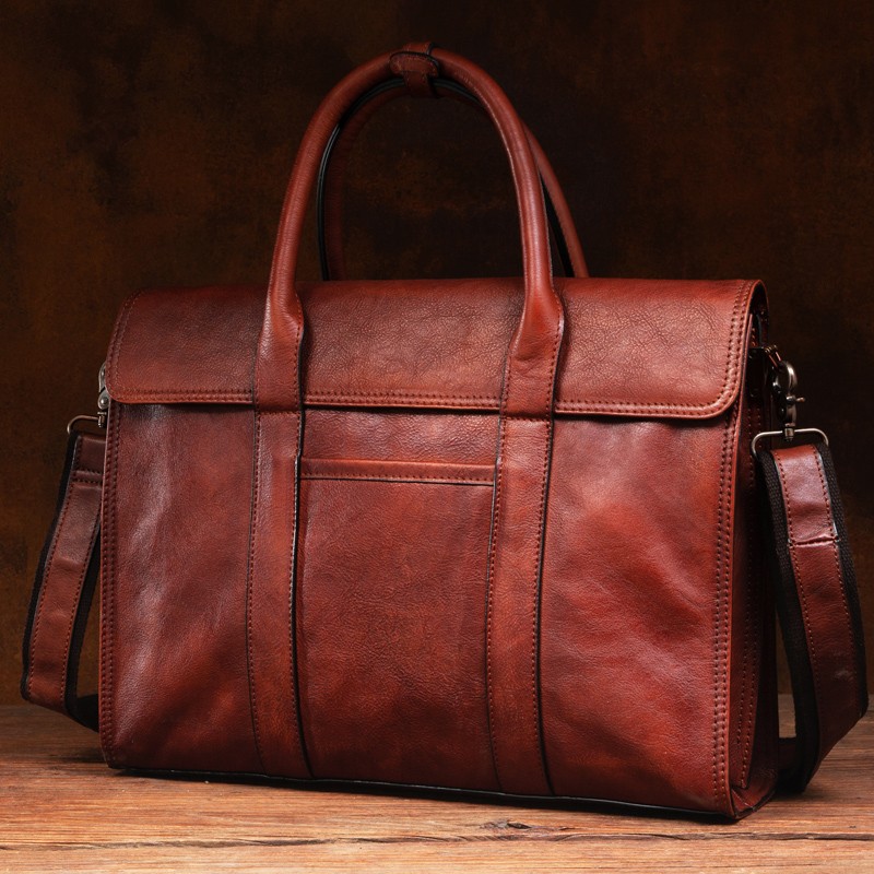 Vegetable tanned leather handb - đánh giá và giá Leather Work Bag Men