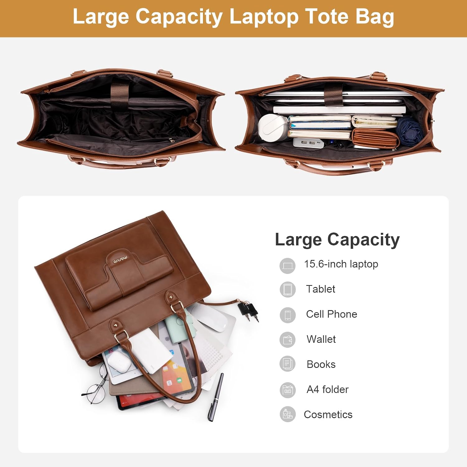 MOSISO Laptop Tote Bag for Wom - đánh giá và giá Leather Work Laptop Bag