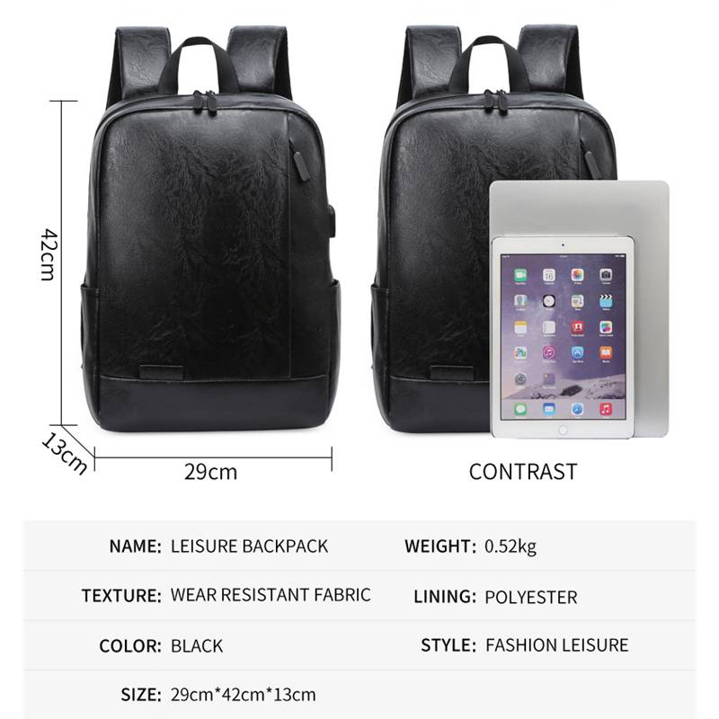 Men Fashionable Backpack PU Le - đánh giá và giá Leather Work Laptop Bag