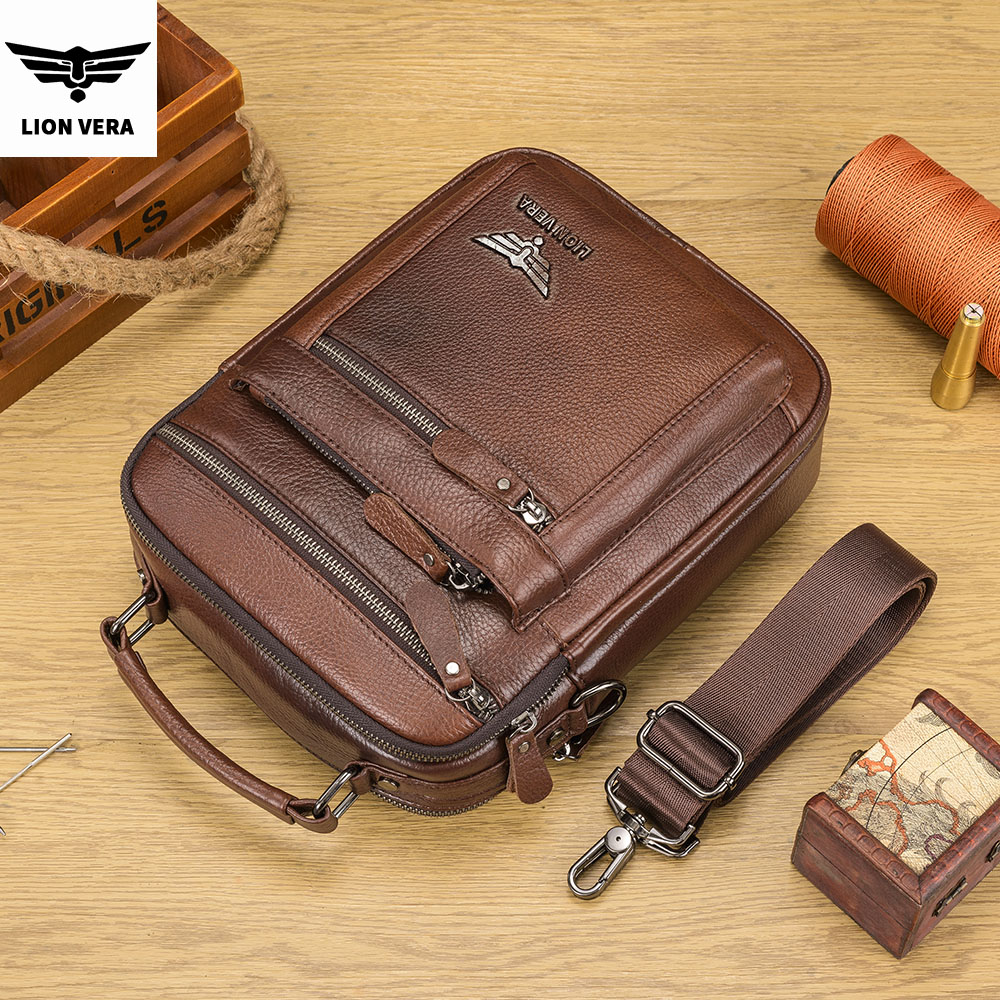 LION VERA Men's Shoulder Bag C - đánh giá và giá Leather Work Bag Men